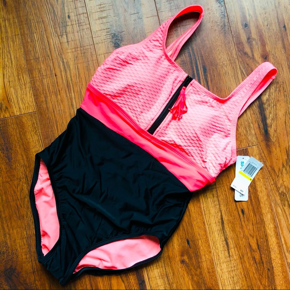 Splashletics- Hot Pink & Black One Piece Swimsuit